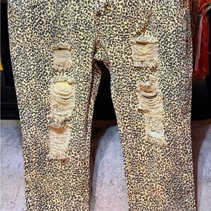 POL Leopard Print Buttoned Pants
